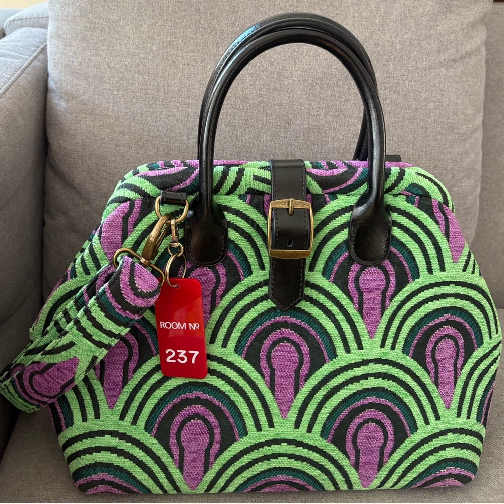 The Shining Room 237 Green and Purple Patterned Women's MCW Handmade Carpet Bag